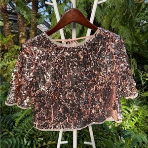 Sequin Crop Top - Rose Gold